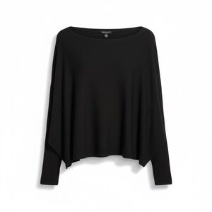 Versona Black "Easy Like Sunday" Ribbed Poncho Sweater |ONE SIZE|